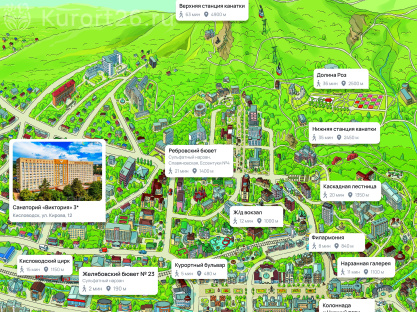 Санаторий «Виктория» Кисловодск — карта расположения